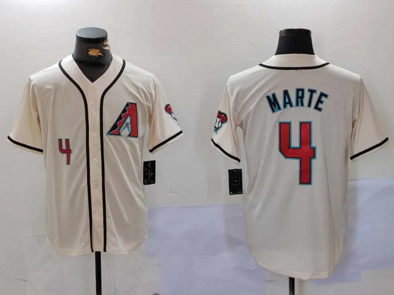 Arizona Diamondback #4 Ketel Marte Number Cream Cool Base Limited Stitched Stitches Baseball Jerseys