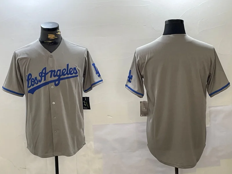 Los Angeles Dodgers Blank Grey With los Cool Base Stitched Baseball Jerseys