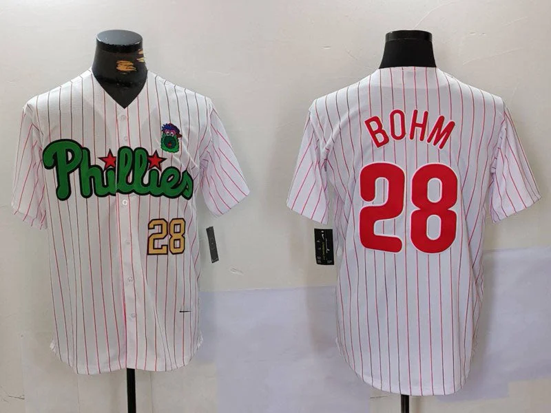 Philadelphia Phillies #28 Alec Bohm White Green Cool Base Stitched Baseball Jerseys