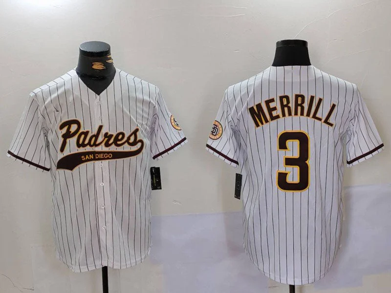 San Diego Padres #3 Jackson Merrill White 2023 Cool Base Stitched Baseball Jersey