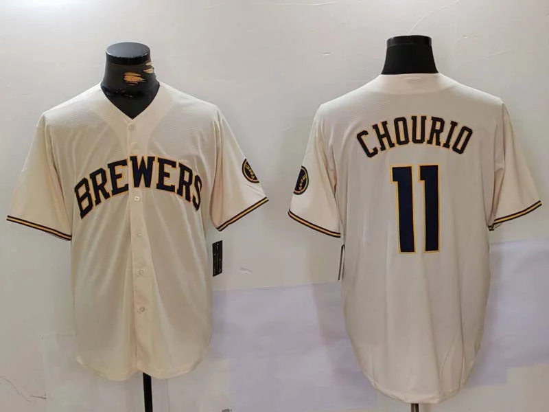 Milwaukee Brewers #11 Jackson Chourio Cream Stitched Cool Base Baseball Jerseys