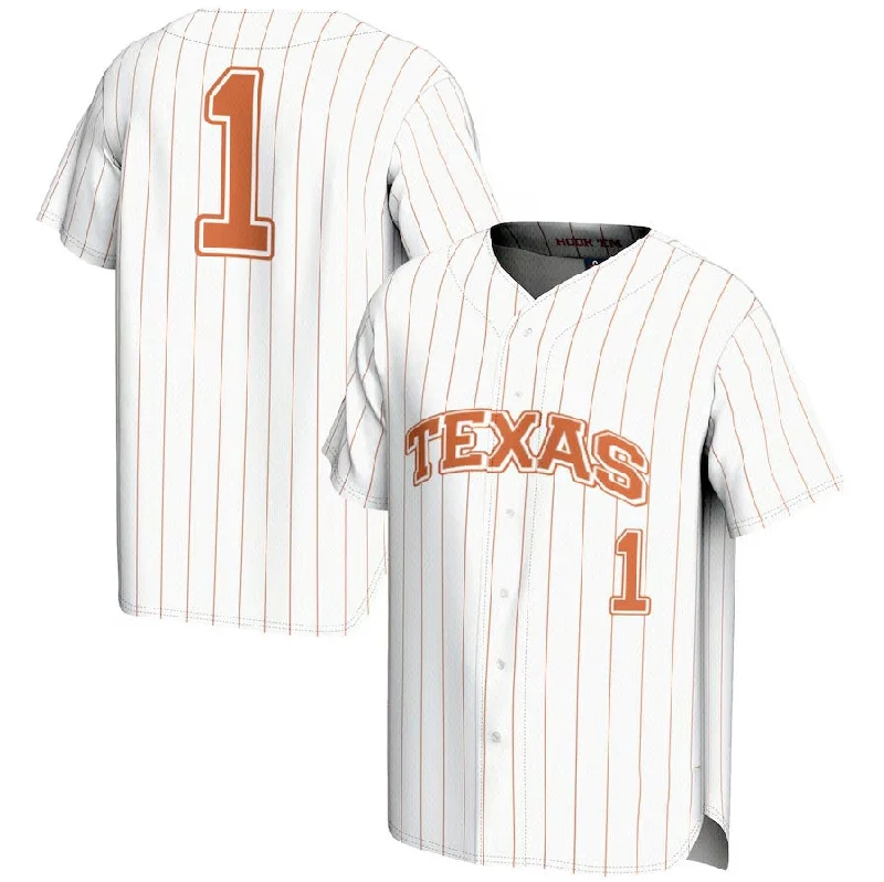 #1 T.Longhorns GameDay Greats Lightweight Baseball Jersey - White American College Jerseys