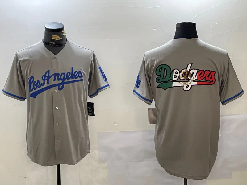 Los Angeles Dodgers Blank Grey With los Cool Base Stitched Baseball Jerseys