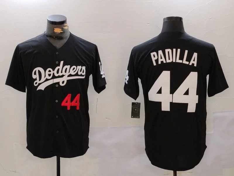 Los Angeles Dodgers #44 Vicente Padilla Number Black Cool Base Stitched Baseball Jersey