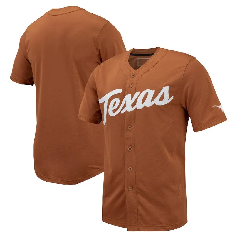 T.Longhorns Replica Full-Button Baseball Jersey - Gray American College Jerseys