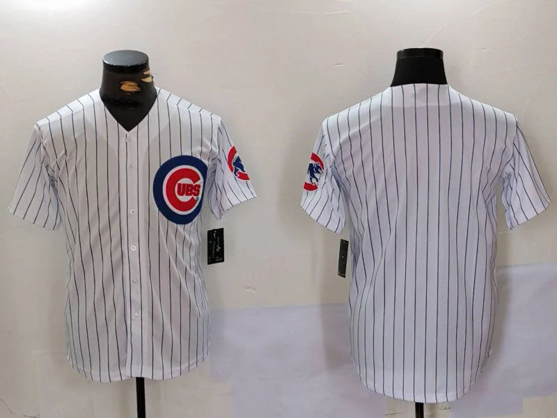 Chicago Cubs Blank White With Patch Stitched Cool Base Baseball Jersey