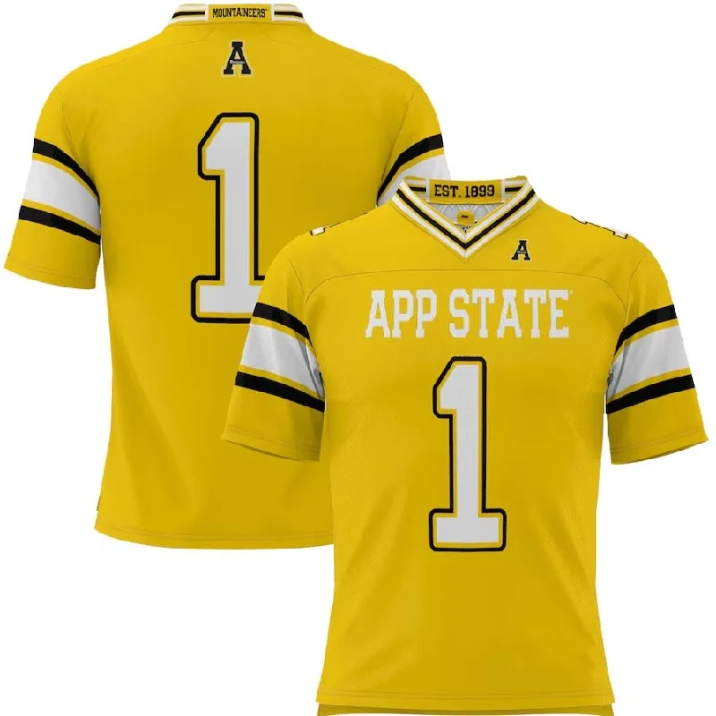 #1 A.State Mountaineers GameDay Greats Endzone Football Jersey - Gold Stitched American College Jerseys