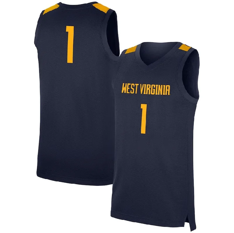 #1 W.Virginia Mountaineers Replica Jersey - Navy American College Jerseys