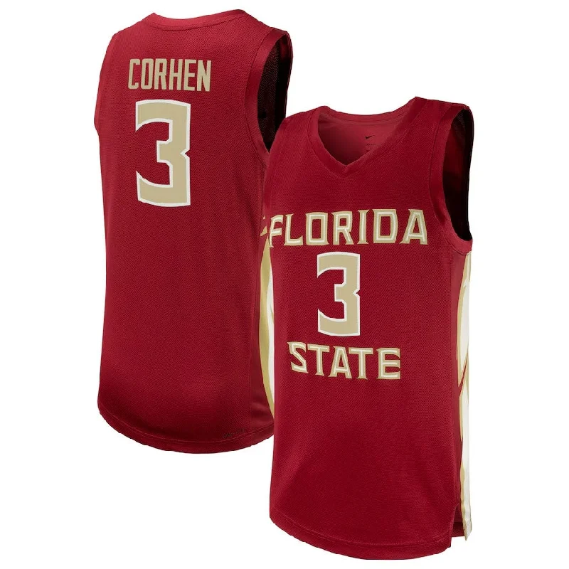 F.State Seminoles #3 Cameron Corhen NIL Basketball Replica Player Jersey - Garnet American College Jerseys