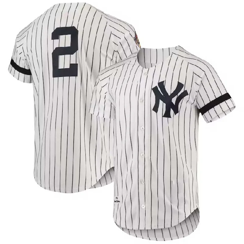 New York Yankees #2 Mitchell & Ness Cooperstown Collection 1996 Authentic Home Jersey - White Stitches Baseball Jerseys