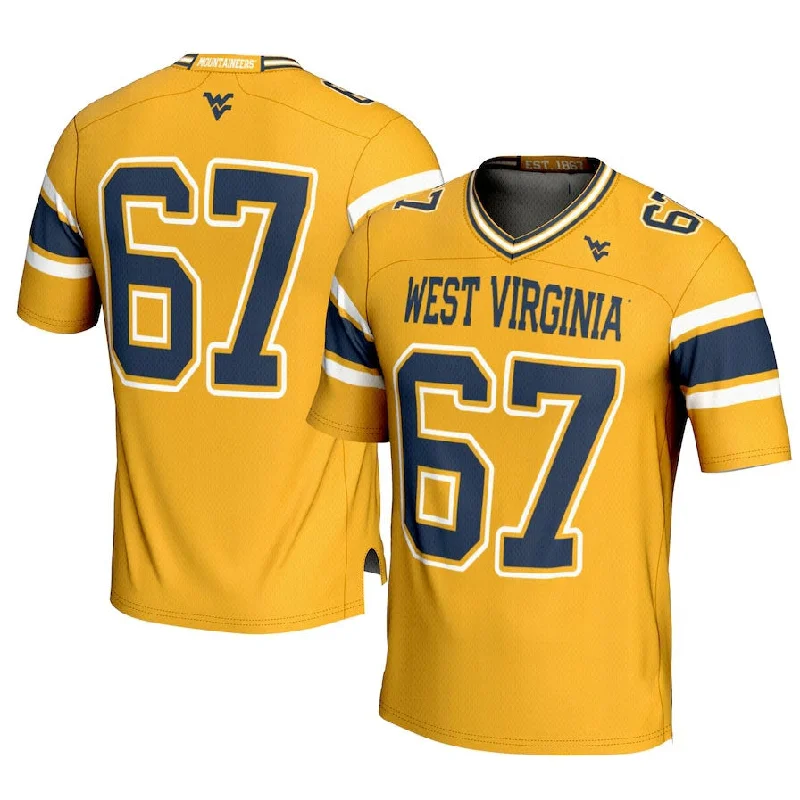 #67 W.Virginia Mountaineers GameDay Greats Football Jersey - Gold American College Jerseys