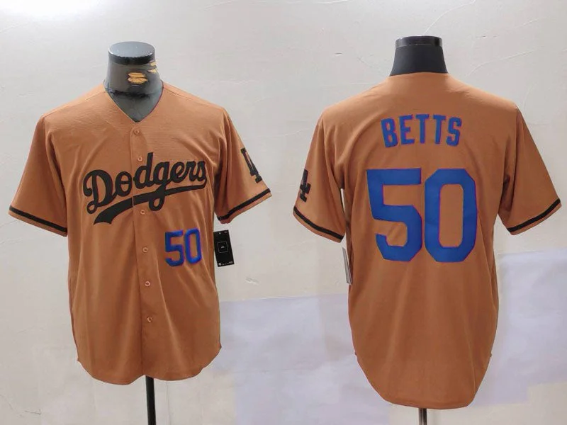 Los Angeles Dodgers #50 Mookie Betts Number Olive Cool Base Limited Stitched Baseball Jersey