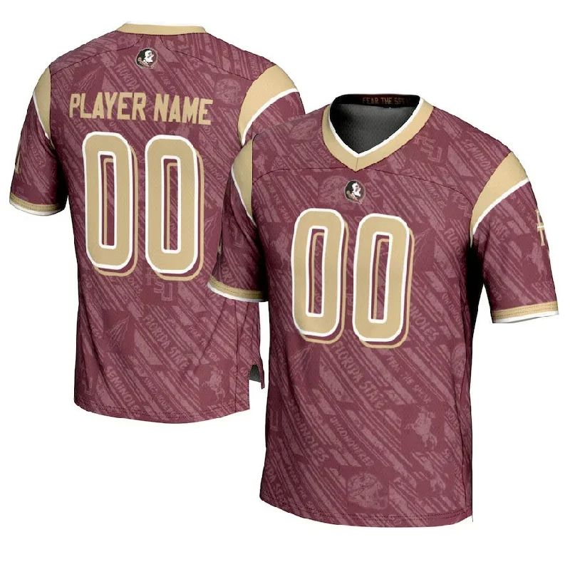 Custom F.State Seminoles GameDay Greats Highlight Print NIL Pick-A-Player Football Jersey - Garnet American College Jerseys