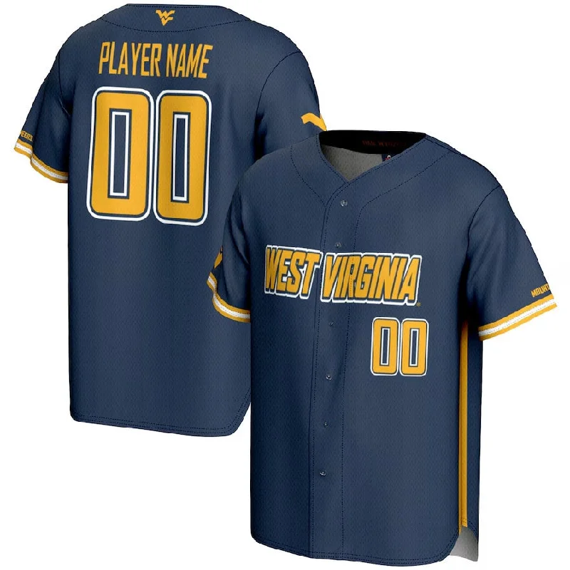 W.Virginia Mountaineers GameDay Greats NIL Pick-A-Player Lightweight Baseball Jersey - Navy American College Jerseys