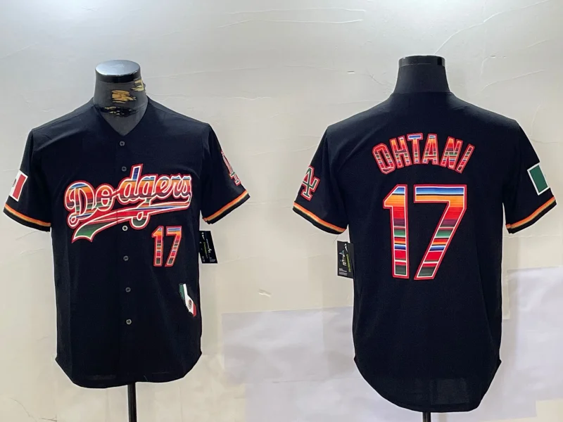 Los Angeles Dodgers #17 Shohei Ohtani Black Rainbow Mexico Cool Base Stitched Baseball Jerseys