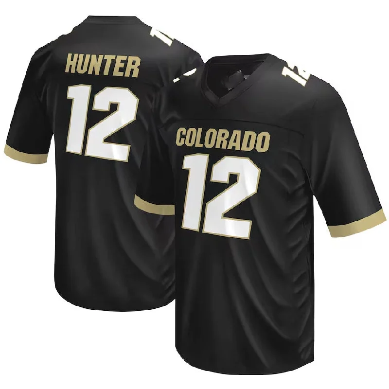 C.Buffaloes #12 Travis Hunter Original Retro Brand NIL Football Player Jersey – Black American College Jerseys