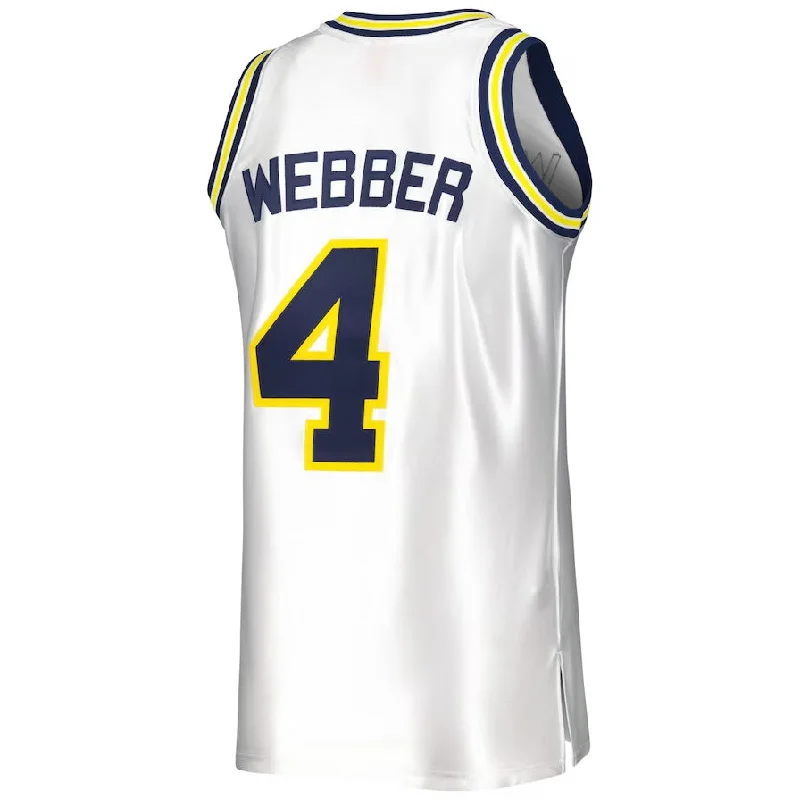 M.Wolverines #4 Chris Webber Mitchell & Ness 1991-92 Authentic Jersey - White Stitched American College Jerseys