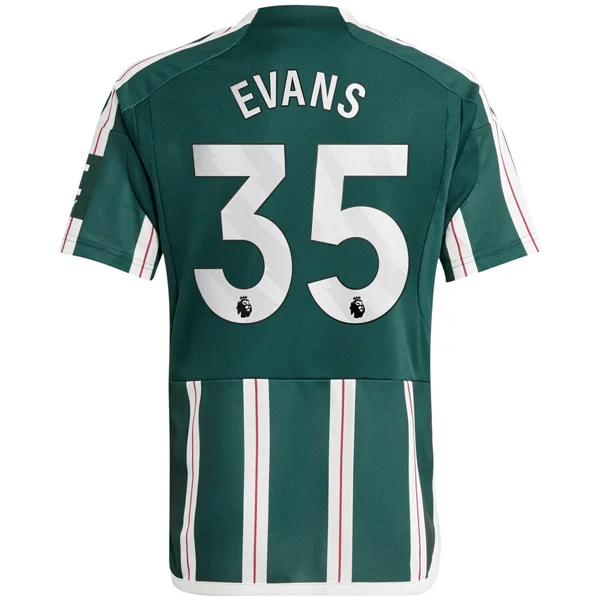 adidas Youth Manchester United Johnny Evans Away Jersey 23/24 (Green Night/Core White/Active Maroon)