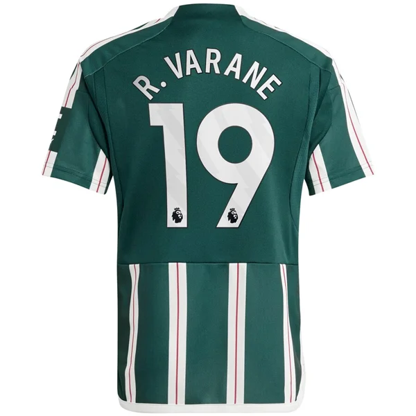 adidas Youth Manchester United Raphael Varane Away Jersey 23/24 (Green Night/Core White/Active Maroon)