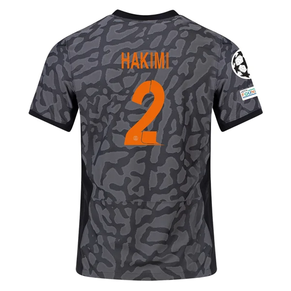 Nike Paris Saint-Germain Authentic Archaf Hakimi Match Third Jersey w/ Champions League Patches 23/24 (Anthracite/Black/Stone)