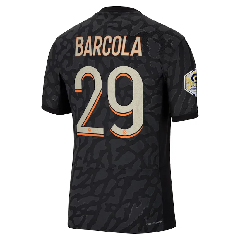 Nike Paris Saint-Germain Authentic Bradley Barcola Match Third Jersey w/ Ligue 1 Champion Patch  23/24 (Anthracite/Black/Stone)