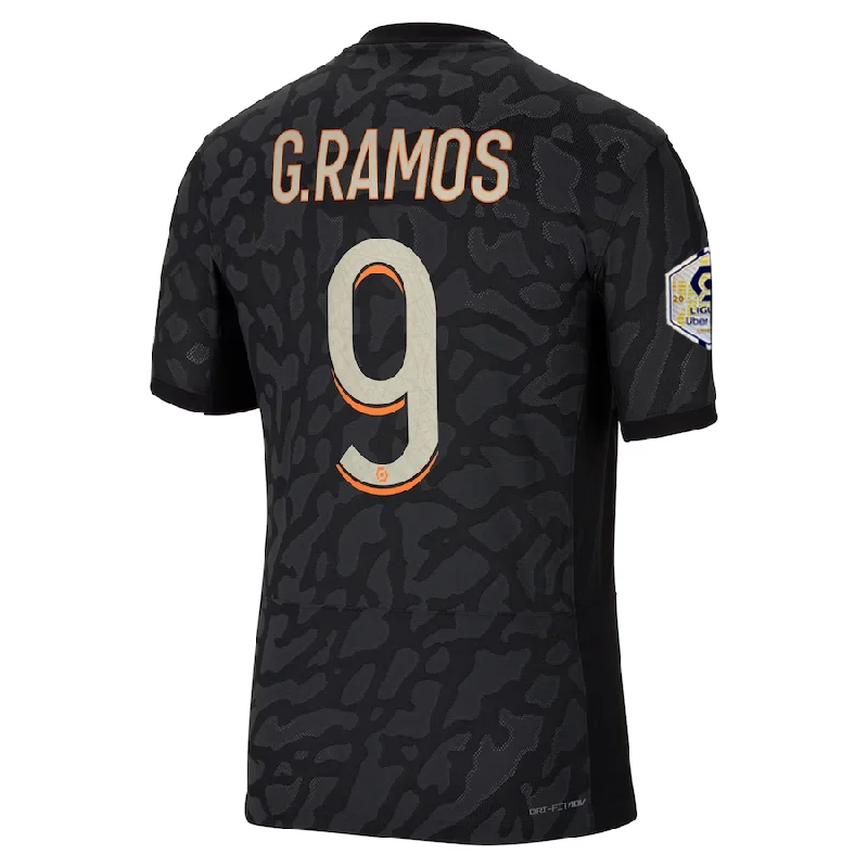 Nike Paris Saint-Germain Authentic Goncalo Ramos Match Third Jersey w/ Ligue 1 Champion Patch  23/24 (Anthracite/Black/Stone)