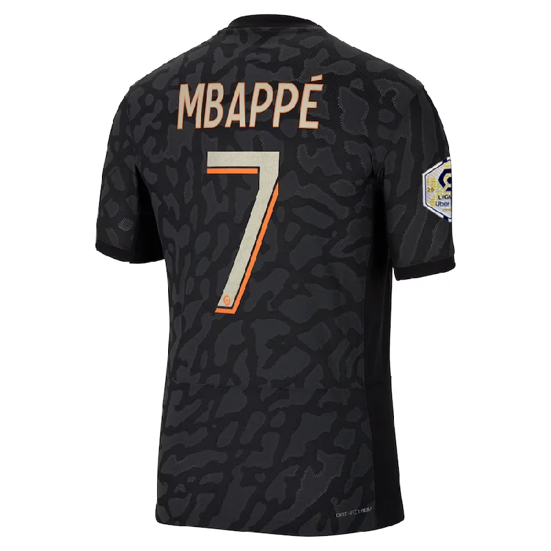 Nike Paris Saint-Germain Authentic Kylian Mbappe Match Third Jersey w/ Ligue 1 Champion Patch  23/24 (Anthracite/Black/Stone)