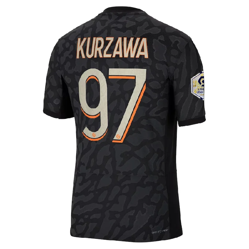 Nike Paris Saint-Germain Authentic Layvin Kurzawa Match Third Jersey w/ Ligue 1 Champion Patch  23/24 (Anthracite/Black/Stone)