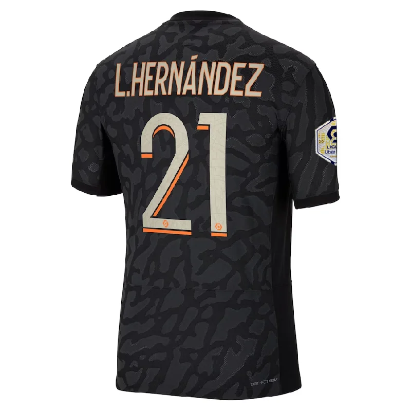 Nike Paris Saint-Germain Authentic Lucas Hernandez Match Third Jersey w/ Ligue 1 Champion Patch  23/24 (Anthracite/Black/Stone)