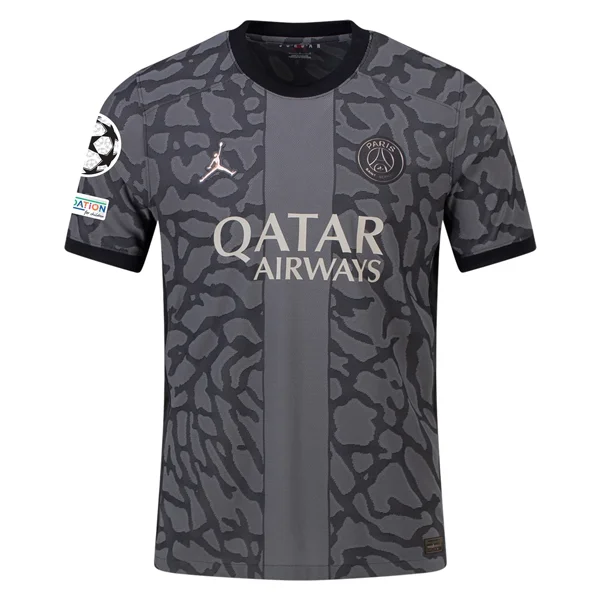 Nike Paris Saint-Germain Authentic Match Third Jersey w/ Champions League Patches 23/24 (Anthracite/Black/Stone)