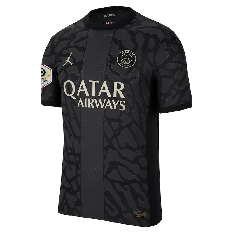 Nike Paris Saint-Germain Authentic Match Third Jersey w/ Ligue 1 Champion Patch  23/24 (Anthracite/Black/Stone)