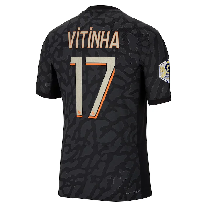 Nike Paris Saint-Germain Authentic Vitinha Match Third Jersey w/ Ligue 1 Champion Patch  23/24 (Anthracite/Black/Stone)