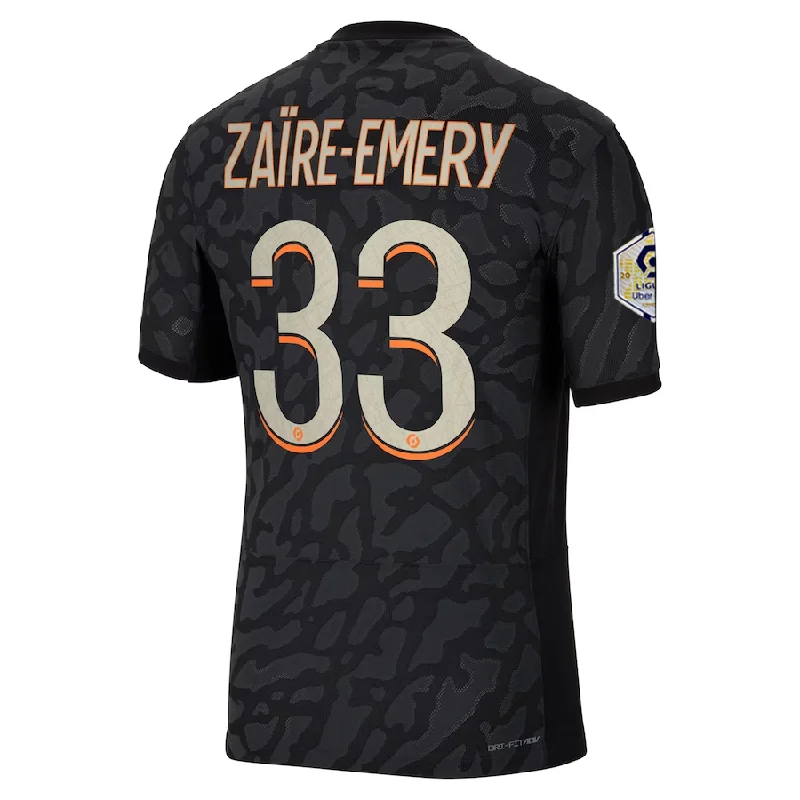 Nike Paris Saint-Germain Authentic Zaire-Emery Match Third Jersey w/ Ligue 1 Champion Patch  23/24 (Anthracite/Black/Stone)