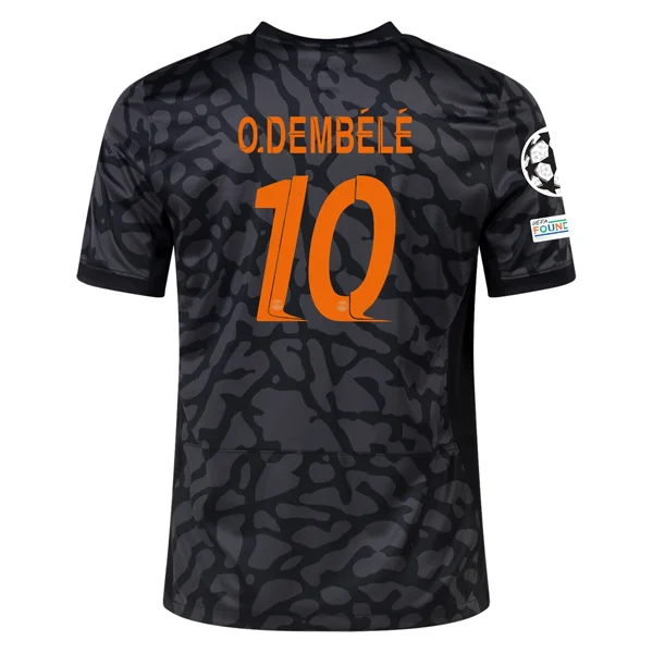 Nike Paris Saint-Germain Ousmane Dembele Third Jersey w/ Champions League Patches 23/24 (Anthracite/Black/Stone)