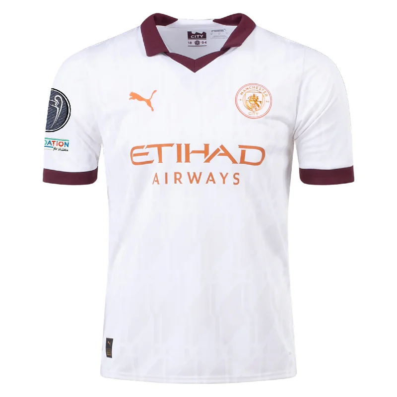 Puma Manchester City Away Jersey w/ Champions League Patches 23/24 (Puma White/Aubergine)