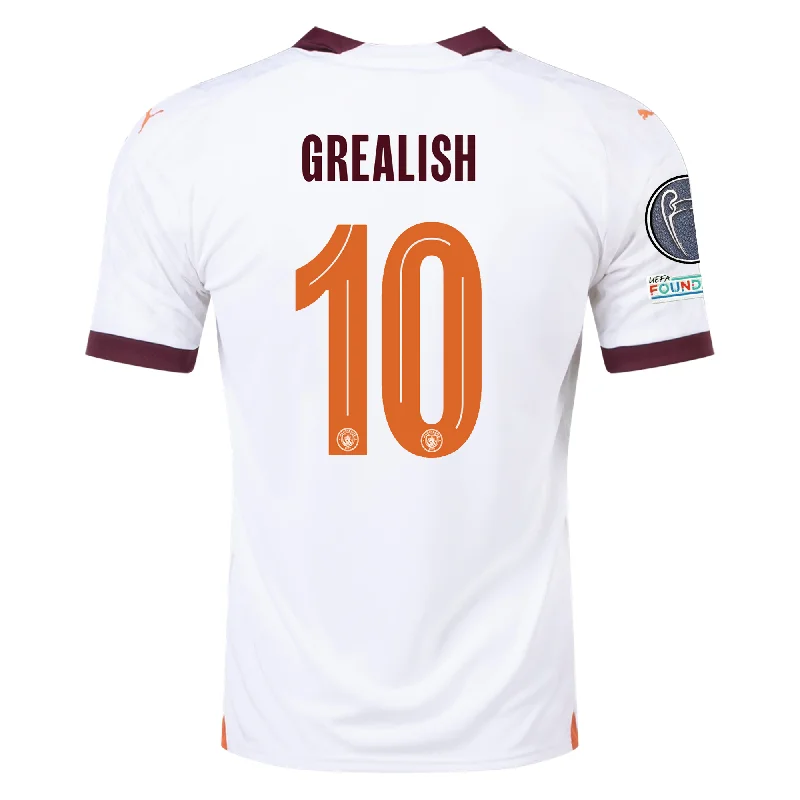 Puma Manchester City Jack Grealish Away Jersey w/ Champions League Patches 23/24 (Puma White/Aubergine)