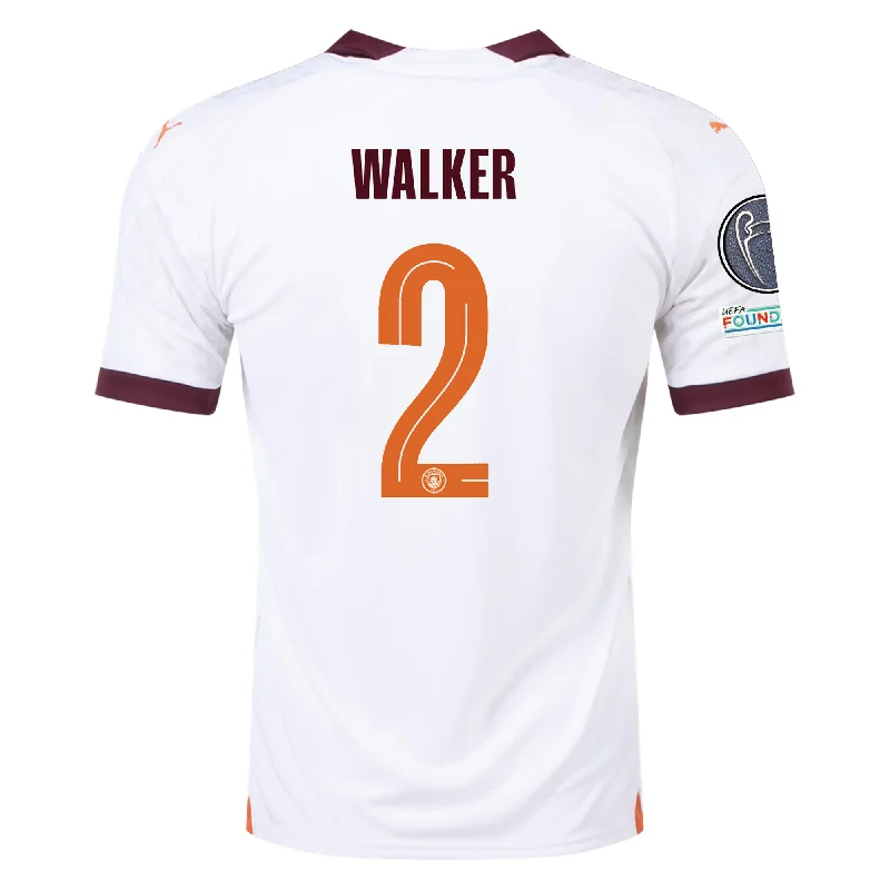 Puma Manchester City Kyle Walker Away Jersey w/ Champions League Patches 23/24 (Puma White/Aubergine)