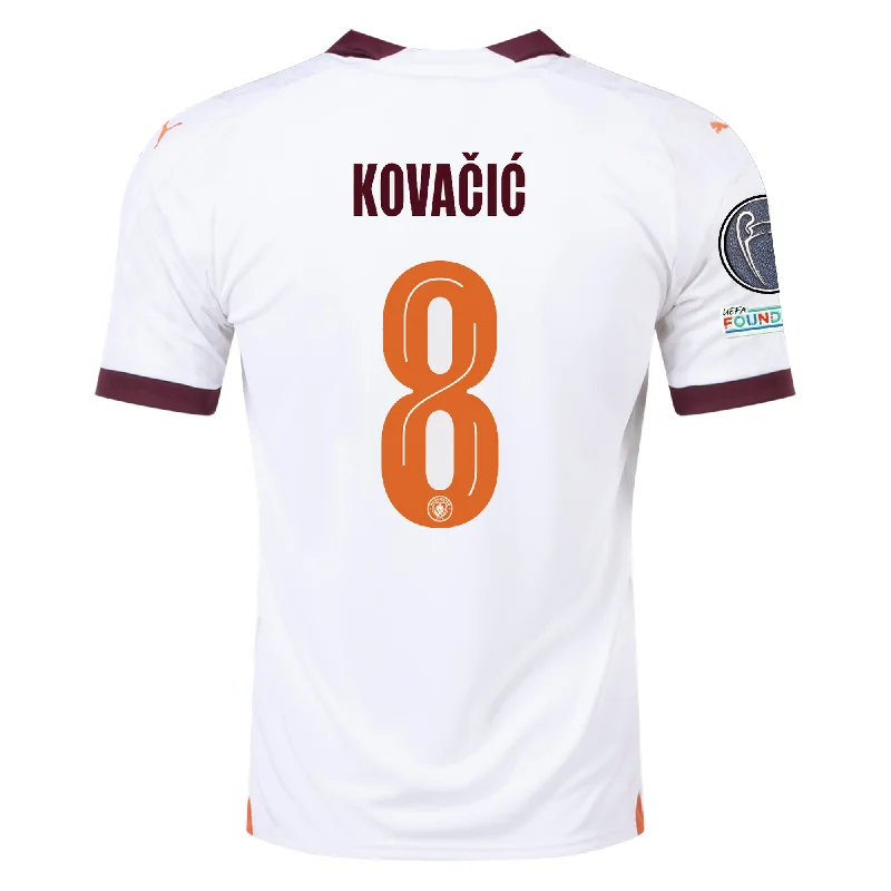 Puma Manchester City Mateo Kovacic Away Jersey w/ Champions League Patches 23/24 (Puma White/Aubergine)