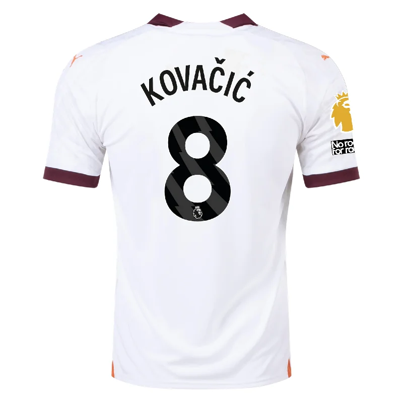 Puma Manchester City Mateo Kovacic Away Jersey w/ EPL + No Room For Racism Patches 23/24 (Puma White/Aubergine)