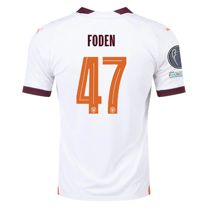 Puma Manchester City Phil Foden Away Jersey w/ Champions League Patches 23/24 (Puma White/Aubergine)