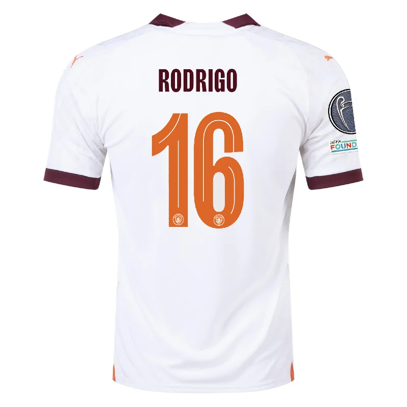 Puma Manchester City Rodrigo Away Jersey w/ Champions League Patches 23/24 (Puma White/Aubergine)