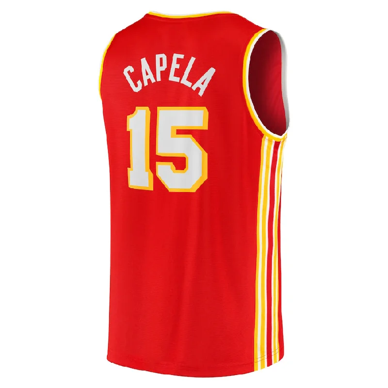 A.Hawks #15 Clint Capela Fanatics Branded 2021-22 Fast Break Replica Jersey Icon Edition Red Stitched American Basketball Jersey