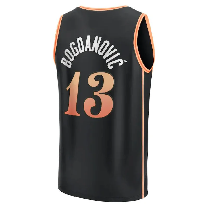 A.Hawks #13 Bogdan Bogdanovic Fanatics Branded 2022-23 Fastbreak Jersey City Edition  Black Stitched American Basketball Jersey