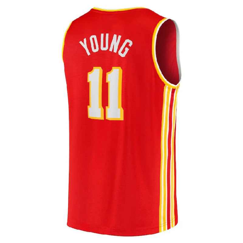 A.Hawks #11 Trae Young Fanatics Branded 2020-21 Fast Break Player Jersey Icon Edition Red Stitched American Basketball Jersey