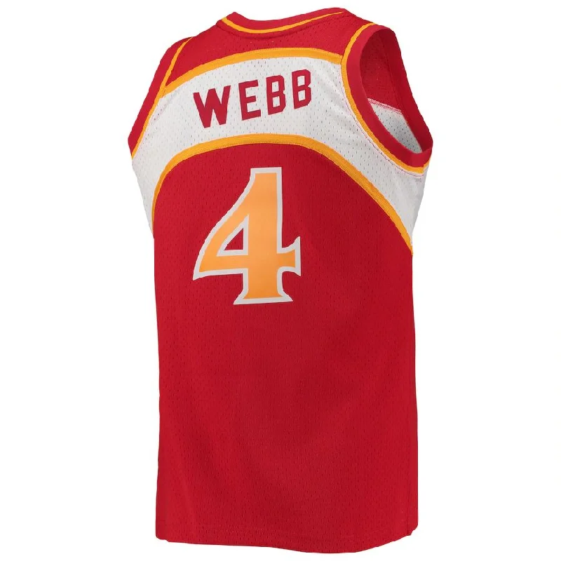 A.Hawks #4 Spud Webb Mitchell & Ness Hardwood Classics Swingman Jersey Red Stitched American Basketball Jersey