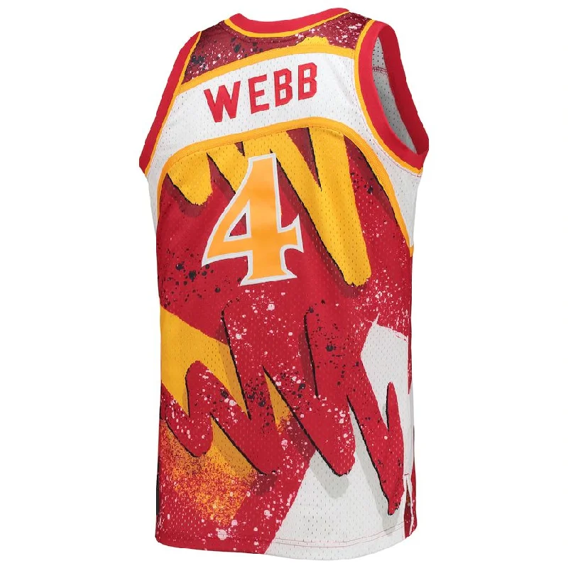 A.Hawks #4 Spud Webb Mitchell & Ness Hardwood Classics 1986-87 Hyper Hoops Swingman Jersey Red Stitched American Basketball Jersey