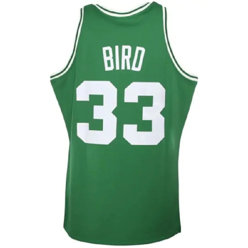 B.Celtics #33 Larry Bird Mitchell & Ness 1985-86 Hardwood Classics Authentic Jersey Kelly Green Stitched American Basketball Jersey