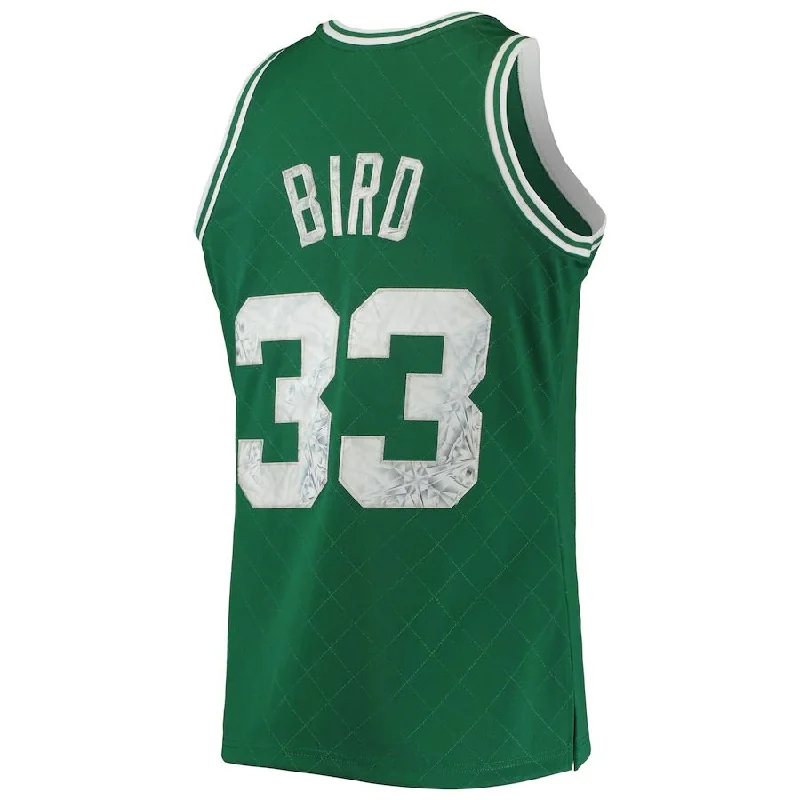 B.Celtics #33 Larry Bird Mitchell & Ness 1996-97 Hardwood Classics NBA 75th Anniversary Diamond Swingman Jersey Kelly Green Stitched American Basketball Jersey