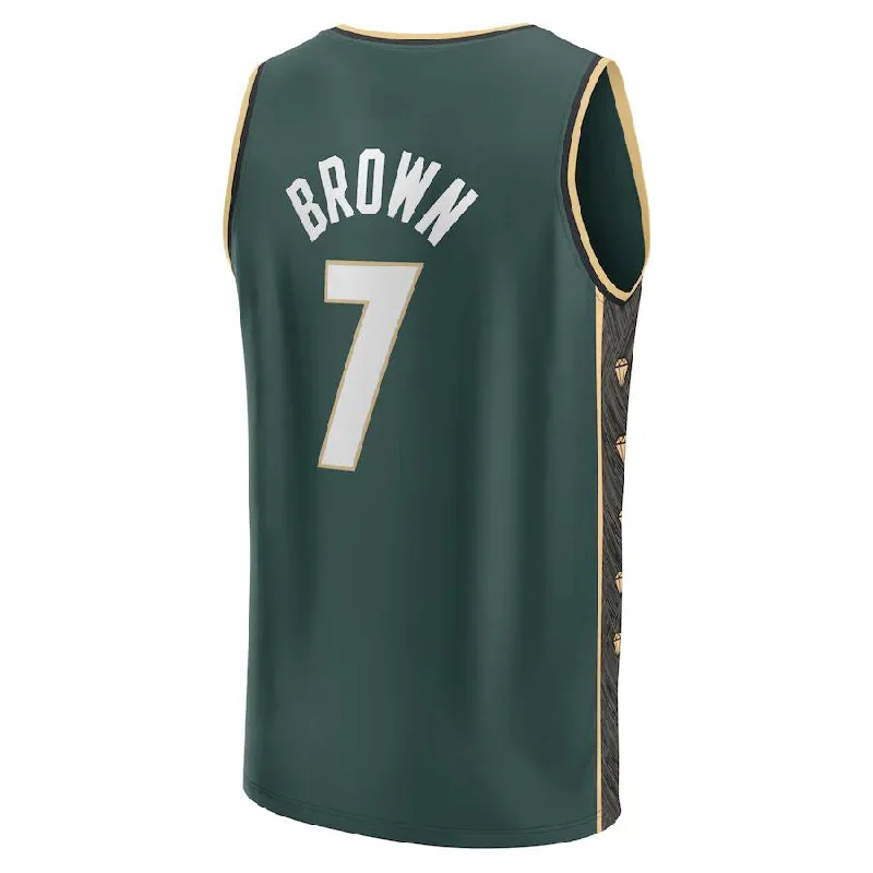 B.Celtics #7Jaylen Brown Fanatics Branded 2022-23 Fastbreak Jersey  City Edition Kelly Green Stitched American Basketball Jersey