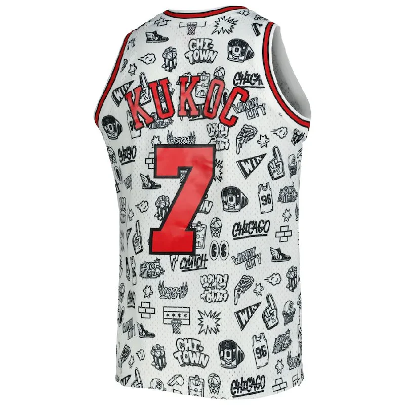 C.Bulls #7 Toni Kukoc Mitchell & Ness 1997-98 Hardwood Classics Doodle Swingman Jersey Stitched American Basketball Jersey